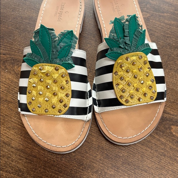 Kate Spade Pineapple Stripe Slide Sandals - Size 9 M - Picture 3 of 4